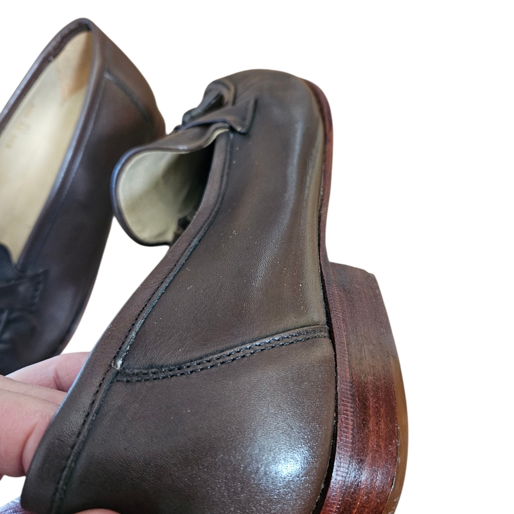 Aldo Rossi Leather Woven Tassel Loafers Shoe Size 10 Argentina Vtg Brown - Picture 12 of 14